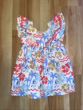 Bluey Tropical Print Ruffle sleeve dress size 3T